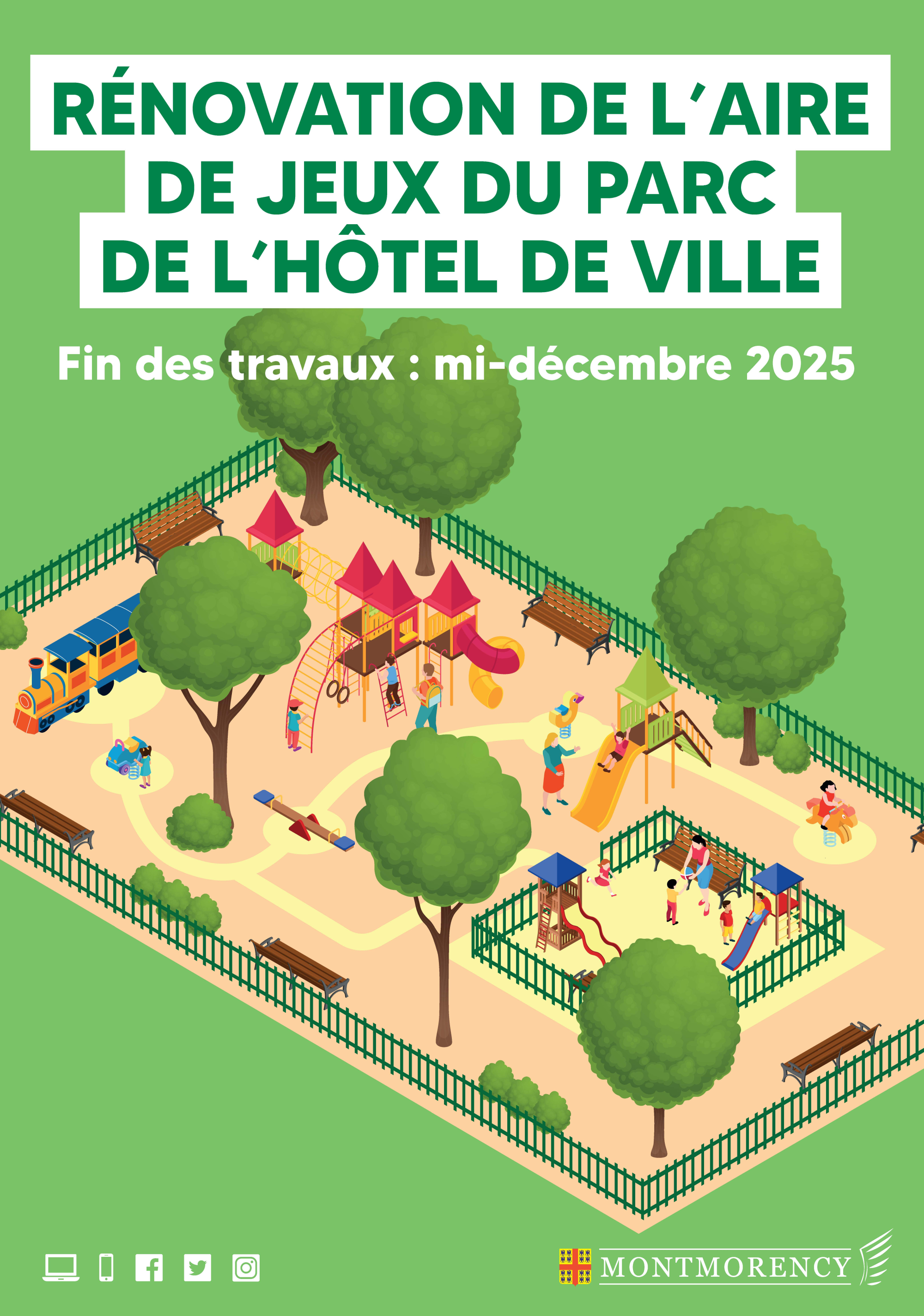 travaux aire de jeux parc Hôtel de Ville