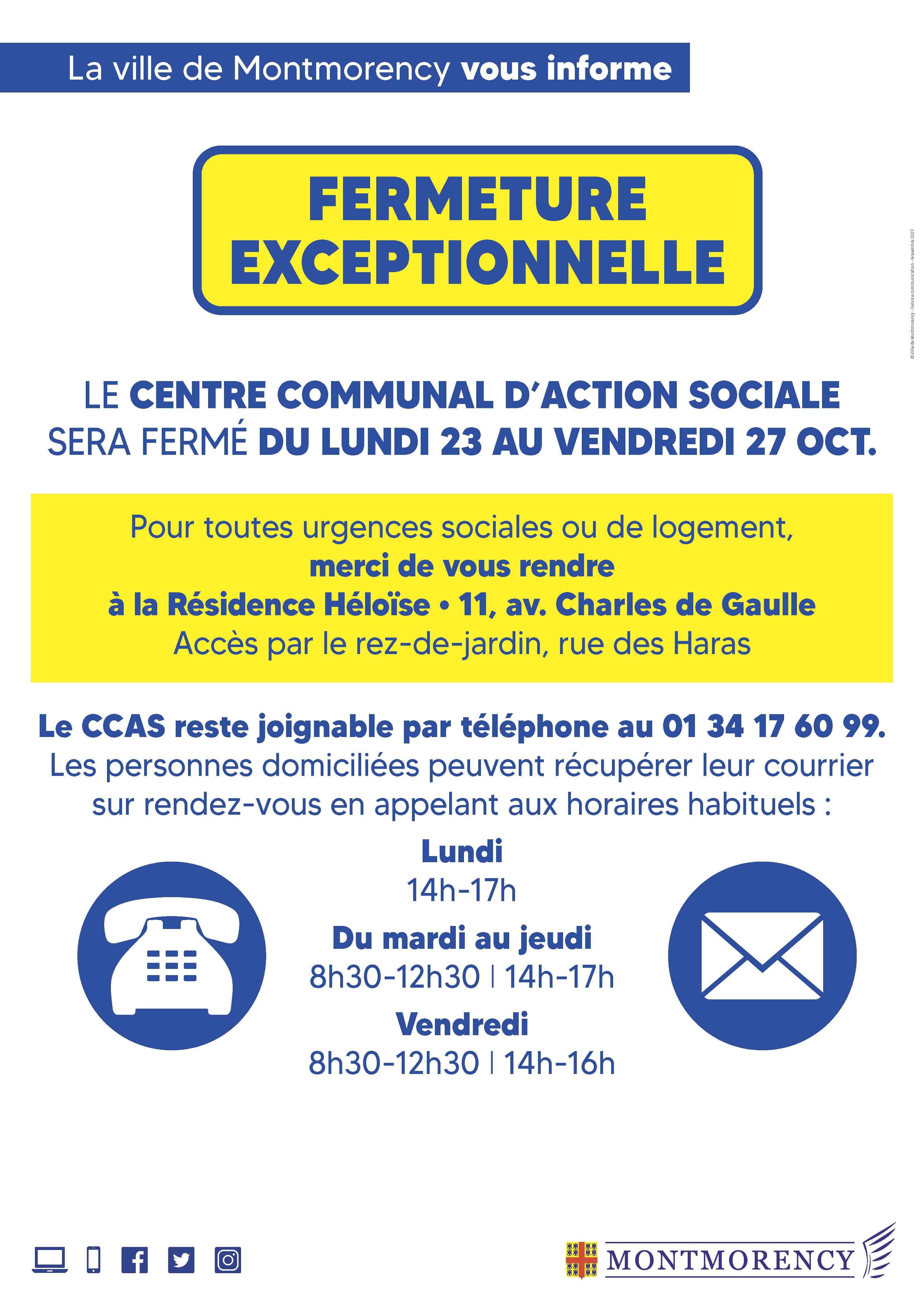 fermeture ccas octobre 2023