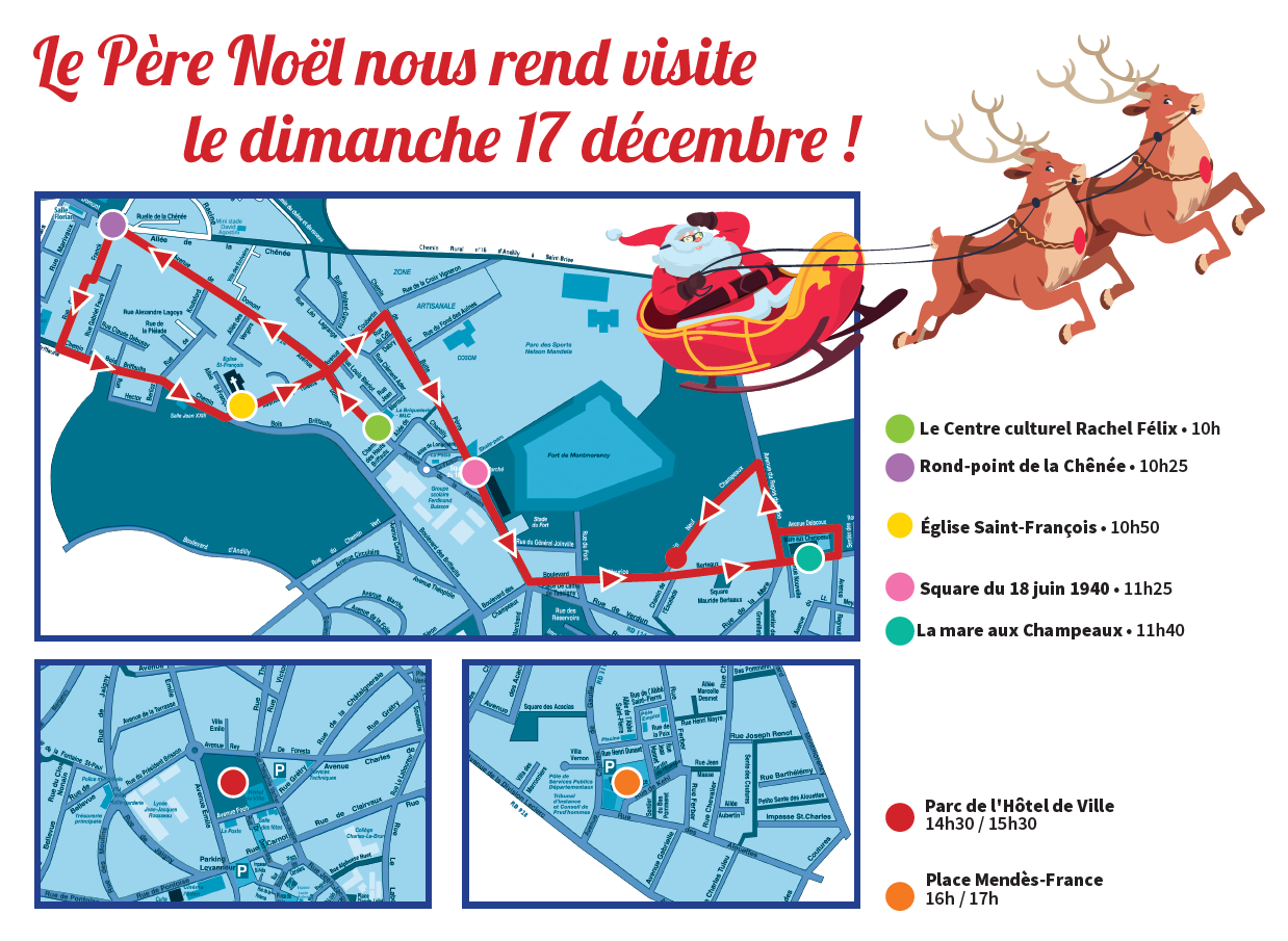 NOËL 2023 Parcours du Père Noël en calèche Ville de Montmorency