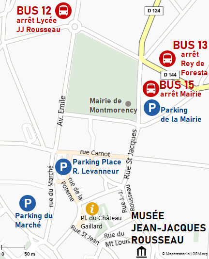Plan d'accès au Musée avec parkings et arrêts de bus