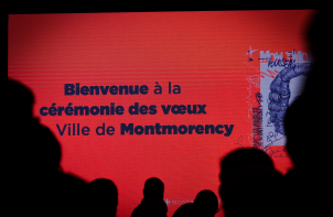 Ecran d'accueil à la cérémonie des voeux